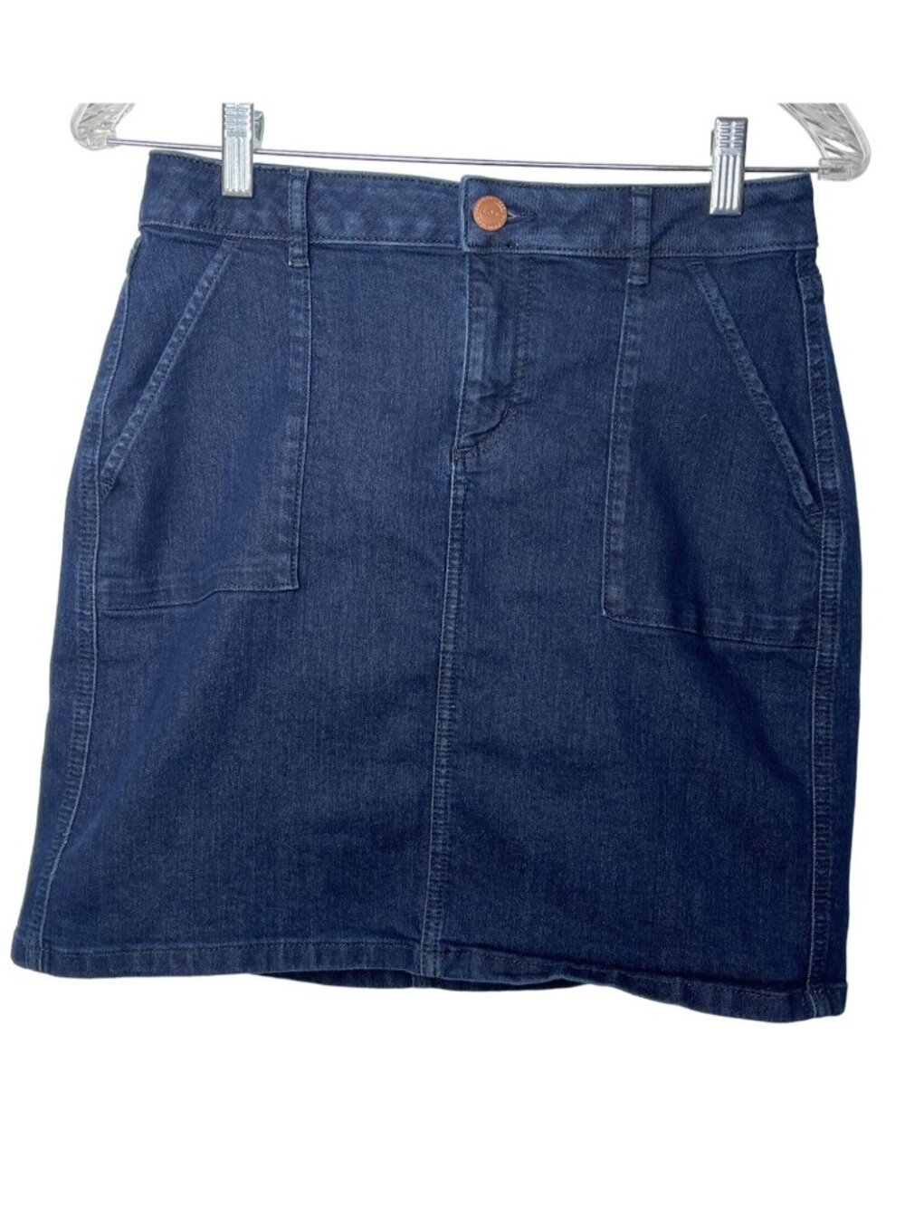 LOFT Womens Size 4 Denim Mini Skirt Dark Wash Stretch Casual Jean